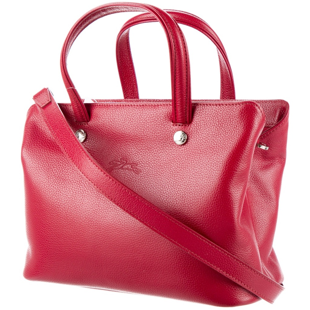 BNWT Longchamp Le Foulonne Red Leather Tote Top Handle Crossbody or Satchel